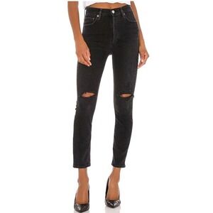 Agolde‎ Jeans Womens Size 24 Black Nico High Rise Slim in Cassette Distressed
